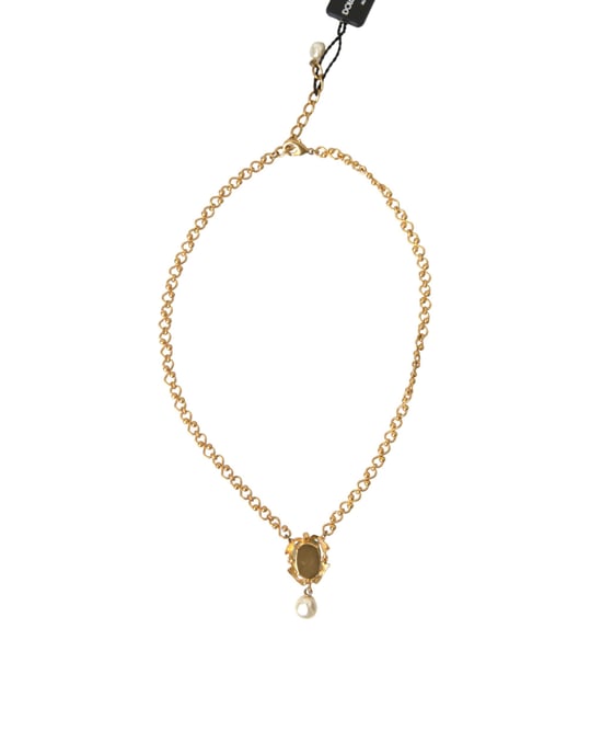 Collar con Charm de Perla en Cadena de Latón Dorado - Image 3