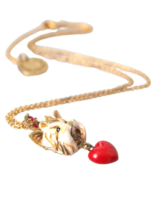 Collar con colgante de corazón de perro en cadena de latón dorado - Image 4