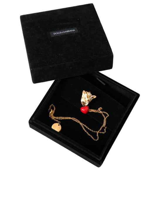 Collar con colgante de corazón de perro en cadena de latón dorado - Image 5