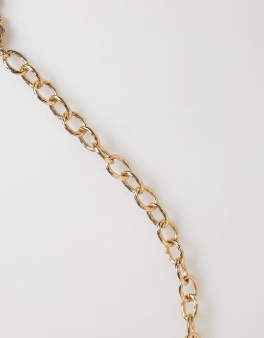 Collar de declaración con colgante de reloj de cristal dorado - Image 4