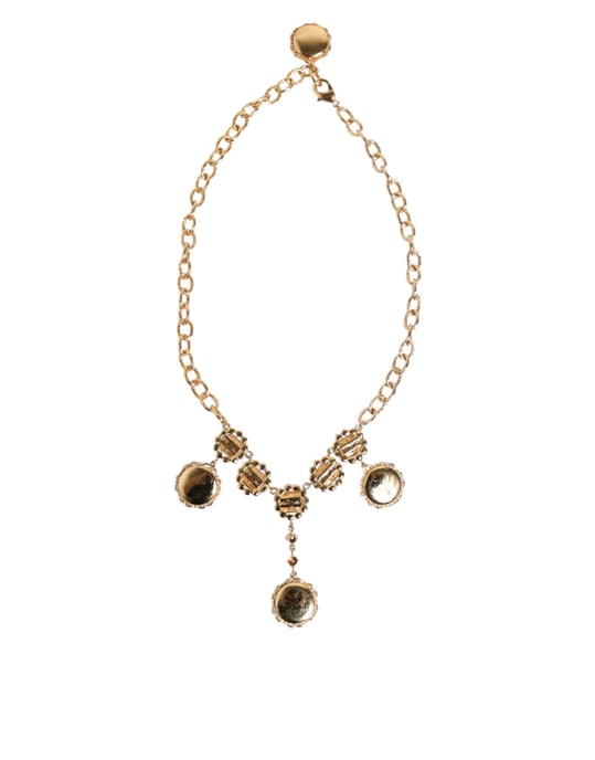 Collar de declaración con colgante de reloj de cristal dorado - Image 5