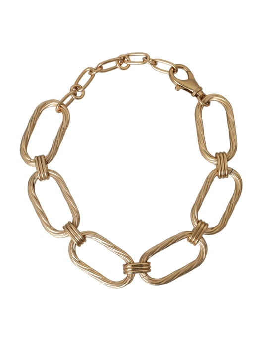 Collar de joyería con cadena de eslabones grandes en tono dorado y latón - Image 1