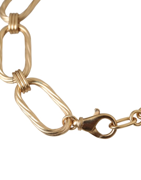 Collar de joyería con cadena de eslabones grandes en tono dorado y latón - Image 2