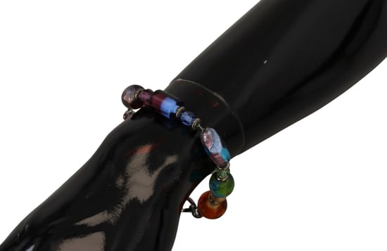 Pulsera de cuentas de latón con cadena de plata multicolor y cierre de langosta - Image 2