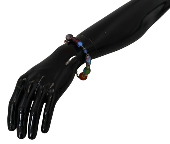Pulsera de cuentas de latón con cadena de plata multicolor y cierre de langosta - Image 3