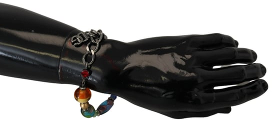 Pulsera de cuentas de latón con cadena de plata multicolor y cierre de langosta - Image 4