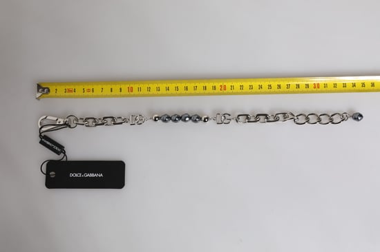 Pulsera de perlas grises con logotipo y cierre de langosta en tono plateado - Image 4