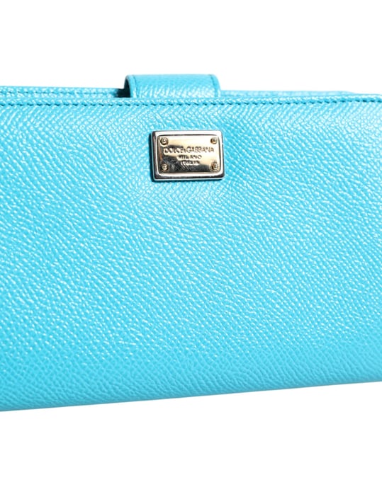Cartera Continental Bifolios de Cuero Azul Claro - Image 2