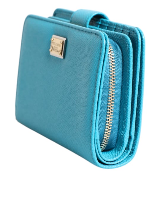 Cartera Continental Bifolios de Cuero Azul Claro - Image 3