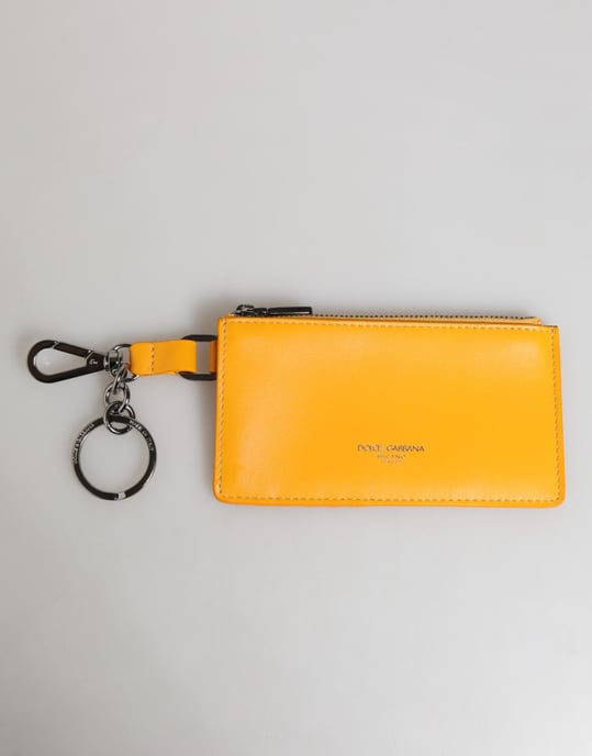monedero clip de piel en color naranja amarillento para tarjetas de crédito y llaves - Image 1