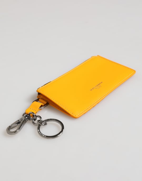 monedero clip de piel en color naranja amarillento para tarjetas de crédito y llaves - Image 4