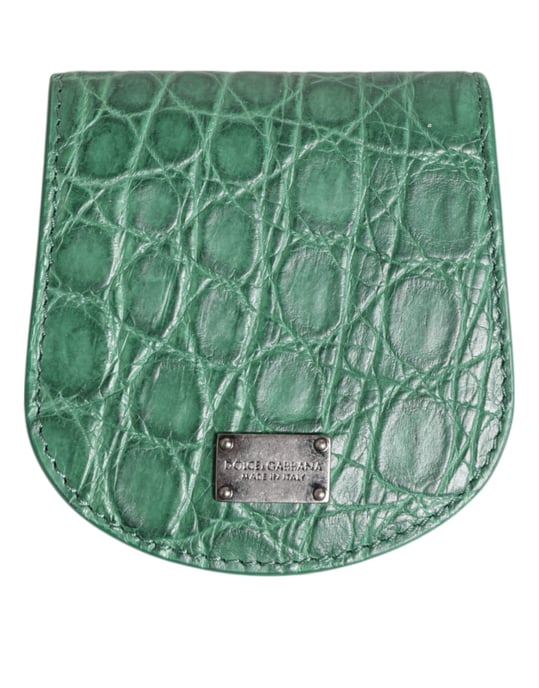 Funda para Monedas de Piel Exótica Verde con Diseño de Cartera Pocket - Image 1