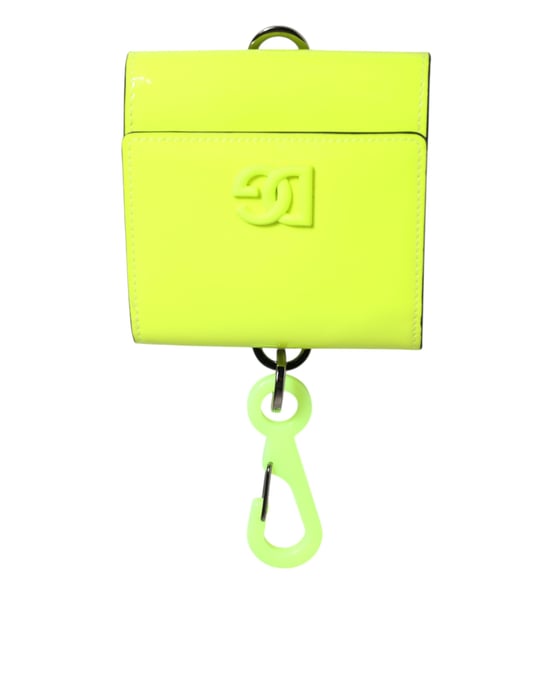 Cartera con tarjetero y cuello de cinta DG en verde amarillento - Image 1