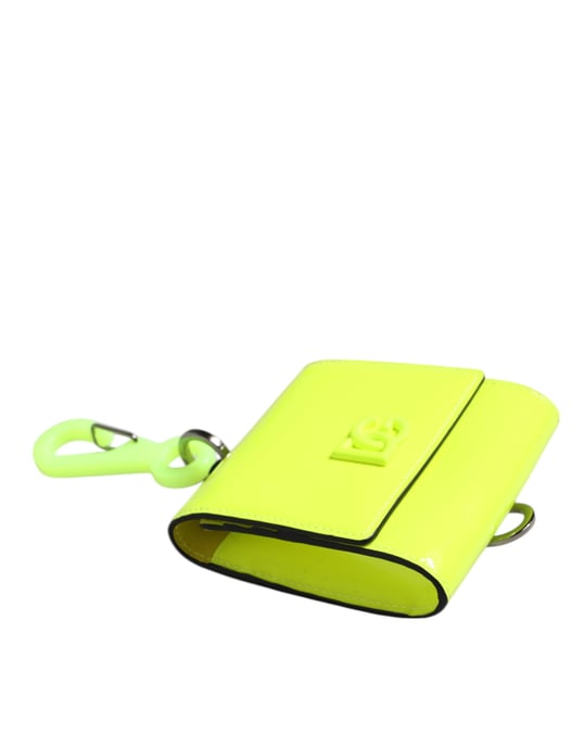 Cartera con tarjetero y cuello de cinta DG en verde amarillento - Image 2