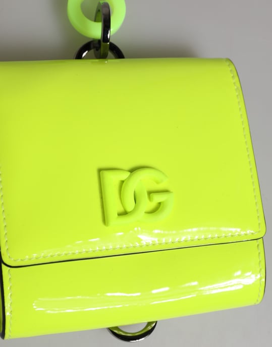 Cartera con tarjetero y cuello de cinta DG en verde amarillento - Image 3
