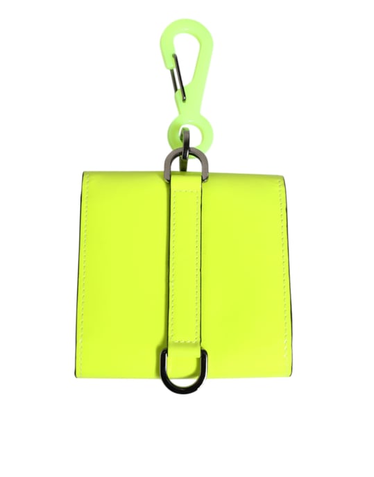 Cartera con tarjetero y cuello de cinta DG en verde amarillento - Image 4