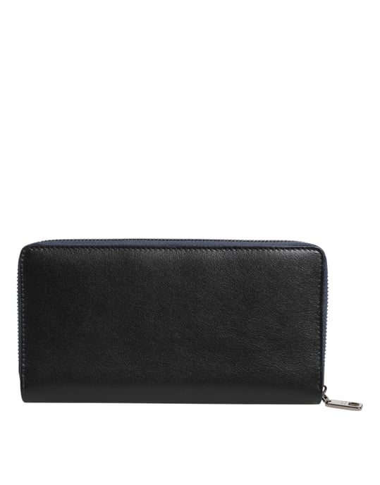 Cartera de mano continental para hombres en cuero exótico negro y azul - Image 3