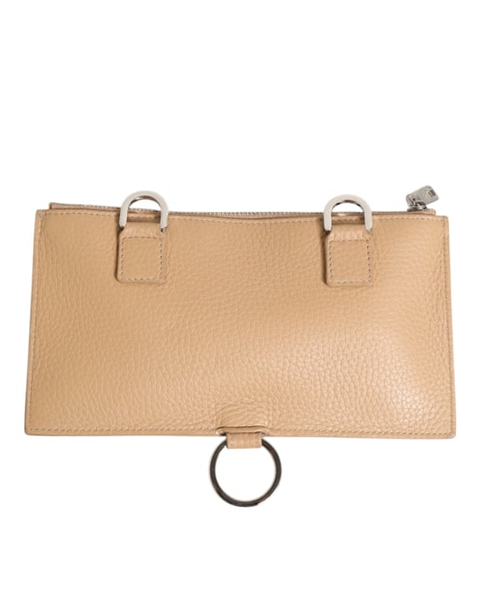 Billetera Portatarjetas Cruce Grande de Piel de Ternera Beige - Image 3