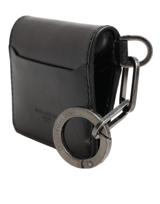 Billetera de cuero negro con llavero y porta tarjetas con logotipo grabado - Image 3