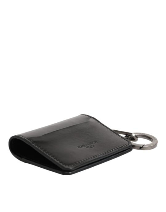 Billetera de cuero negro con llavero y porta tarjetas con logotipo grabado - Image 5