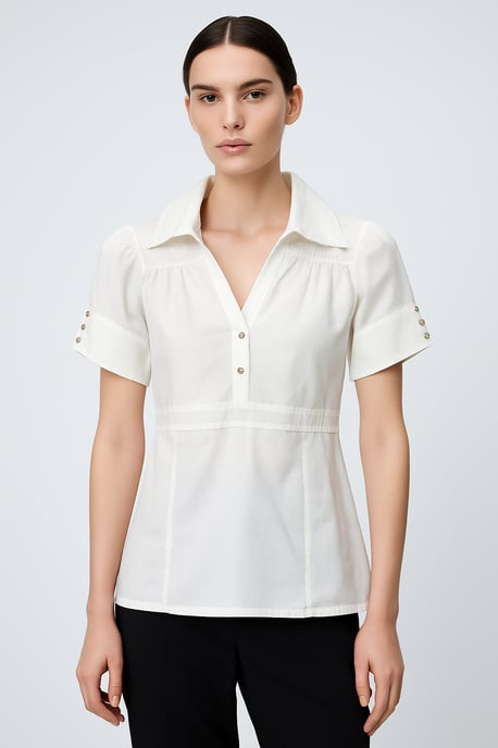 Blusa blanca con botones: elegancia clásica con un toque moderno - Image 2