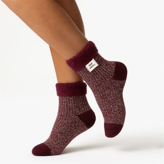 Calcetines térmicos de cama para mujeres con puños acanalados para estar en casa - Image 3