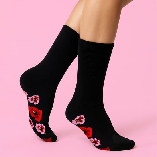 5 Pares de Calcetines de Algodón Suave para Dama con Diseño de Flor Poppy - Calcetines Diarios - Image 4