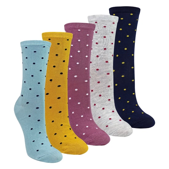 5 Pares de Calcetines de Mujer con Lunar Multicolor - Calcetines Diarios de Algodón Suave - Image 1
