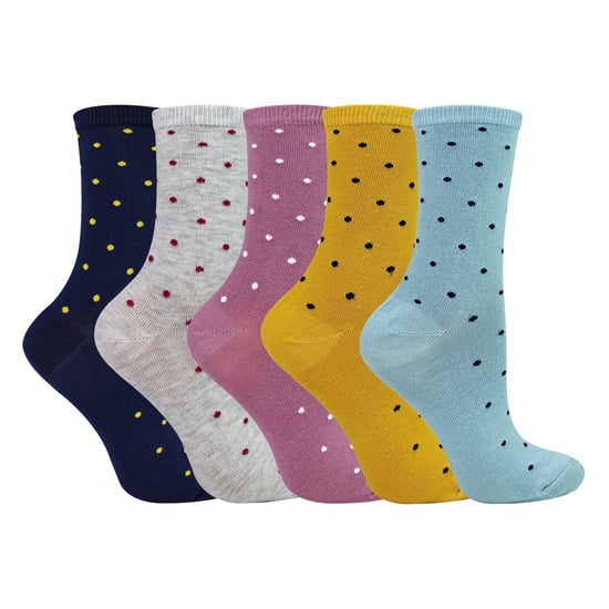 5 Pares de Calcetines de Mujer con Lunar Multicolor - Calcetines Diarios de Algodón Suave - Image 2
