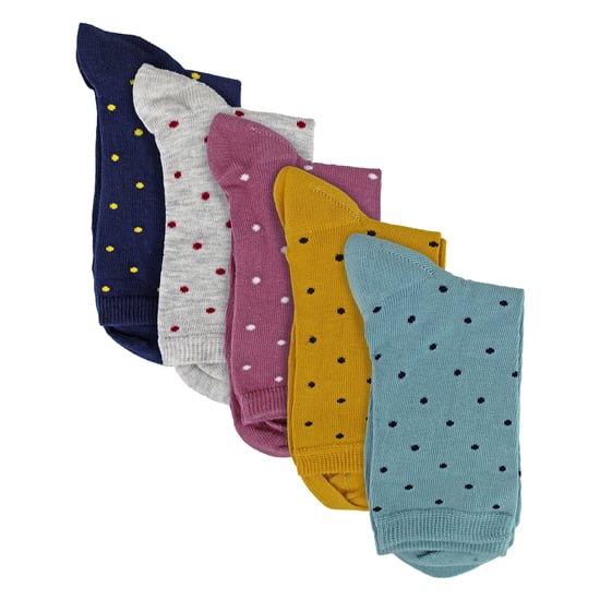 5 Pares de Calcetines de Mujer con Lunar Multicolor - Calcetines Diarios de Algodón Suave - Image 3