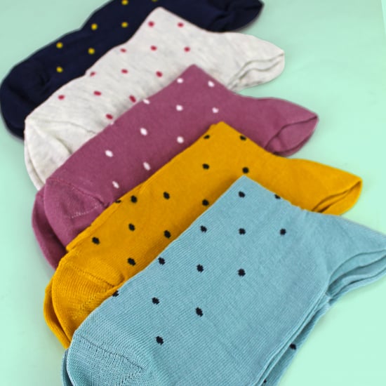 5 Pares de Calcetines de Mujer con Lunar Multicolor - Calcetines Diarios de Algodón Suave - Image 5