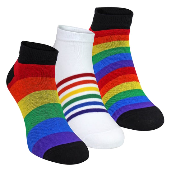 Pack de 3 pares de calcetines de algodón a rayas para hombres y mujeres en colores brillantes - Image 1