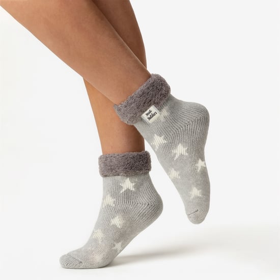 Calcetines térmicos de mujer con puño acanalado para estar en casa. - Image 3