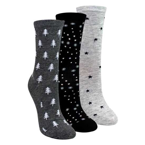 3 Pares de Calcetines de Mujer con Patrón de Estrellas y Árboles - Calcetines Diarios de Suave Algodón Rico - Image 1