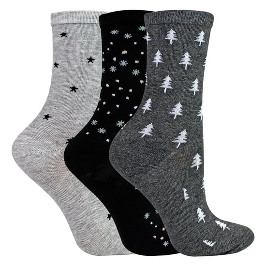 3 Pares de Calcetines de Mujer con Patrón de Estrellas y Árboles - Calcetines Diarios de Suave Algodón Rico - Image 2
