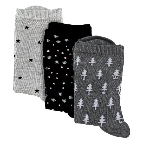 3 Pares de Calcetines de Mujer con Patrón de Estrellas y Árboles - Calcetines Diarios de Suave Algodón Rico - Image 3