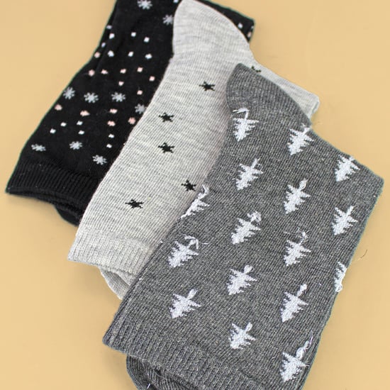 3 Pares de Calcetines de Mujer con Patrón de Estrellas y Árboles - Calcetines Diarios de Suave Algodón Rico - Image 5