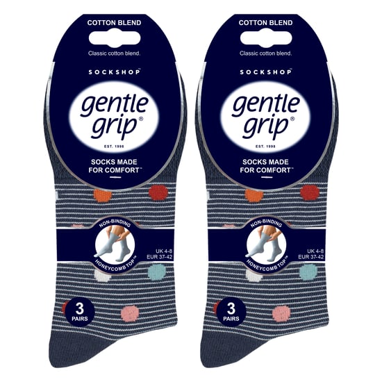 Paquete de 6 calcetines para mujer de algodón rico, sueltos y con patrón sin elasticidad - Image 2