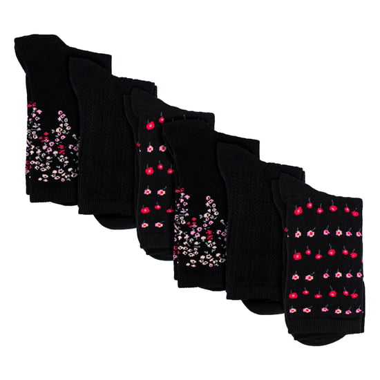 6 Pares de Medias para Dama con Diseño Floral - Suaves Medias de Algodón para el Día a Día - Image 3