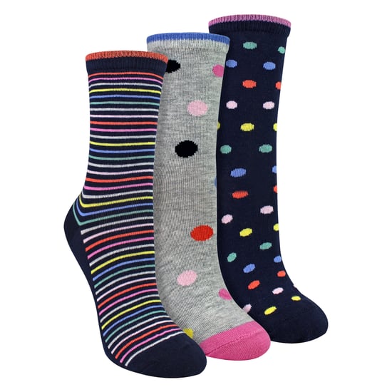 3 Pares de Calcetines para Mujeres con Patrones de Puntos y Rayas - Calcetines Suaves de Algodón Rico para el Uso Diario - Image 1