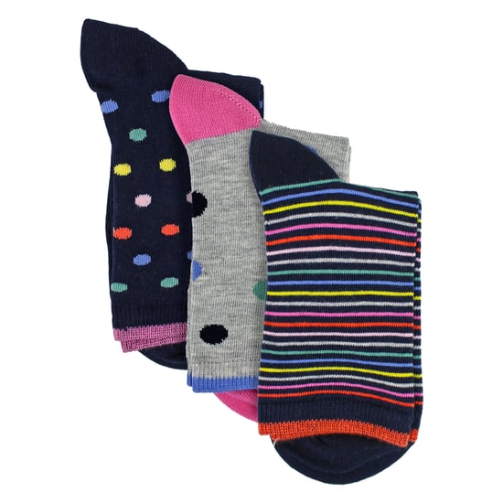 3 Pares de Calcetines para Mujeres con Patrones de Puntos y Rayas - Calcetines Suaves de Algodón Rico para el Uso Diario - Image 3