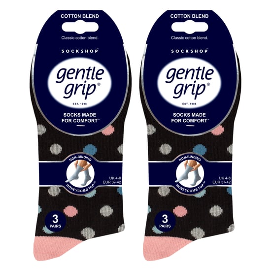 Paquete de 6 pares de calcetines de algodón ricos para mujer sin elasticidad y de corte suelto con estampado - Image 2