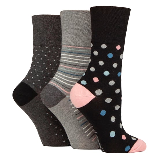 Paquete de 6 pares de calcetines de algodón ricos para mujer sin elasticidad y de corte suelto con estampado - Image 3