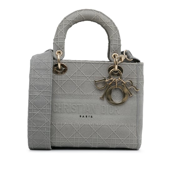 Bolso Mini Caro de Dior en Lona Gris Grabada - Image 1