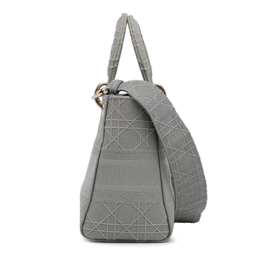 Bolso Mini Caro de Dior en Lona Gris Grabada - Image 3
