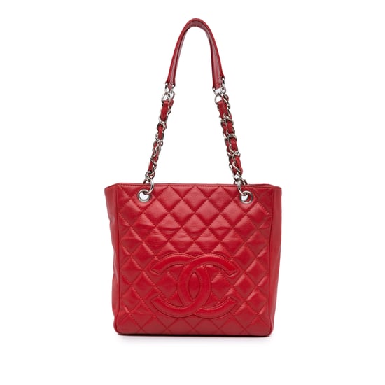 Bolso Tote Acolchado Clásico de Cuero Rojo - Image 1