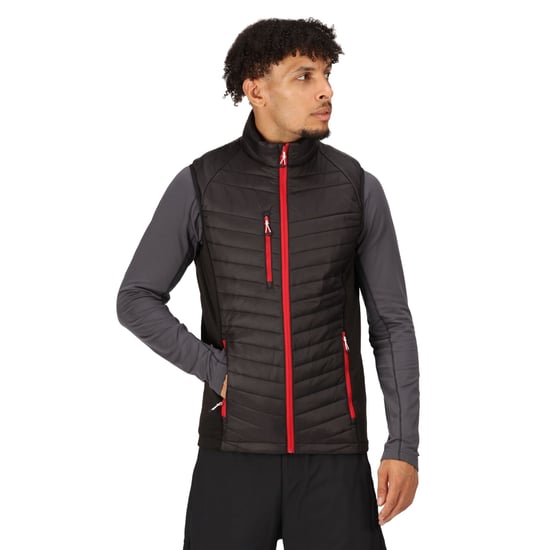 Regatta Mens Navigate Quilted Hybrid Gilet (Black/Classic Red) - Image 3