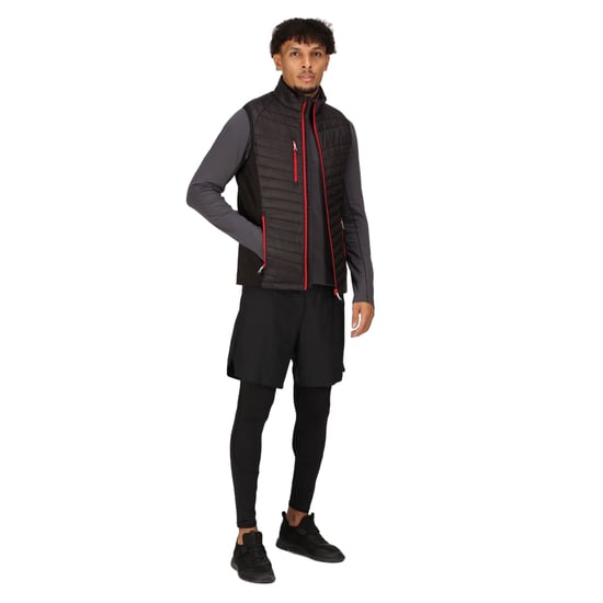 Regatta Mens Navigate Quilted Hybrid Gilet (Black/Classic Red) - Image 5
