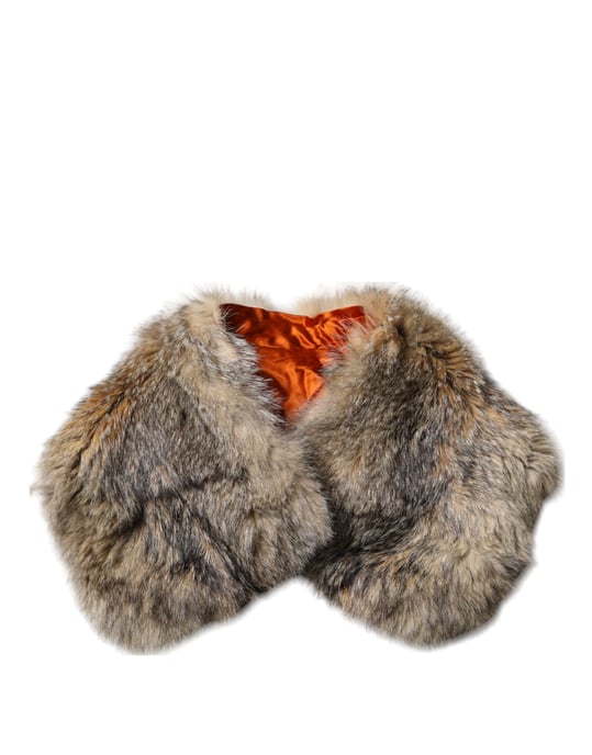 Gorro de hombro de piel sintética marrón con bufanda de cuello - Image 1