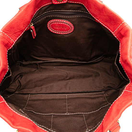 Bolso de mano de cuero rojo con borlas - Image 4